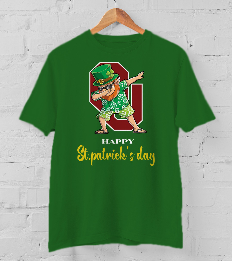 Happy St. Patrick's Day Oklahoma Sooners Dabbing Leprechaun T-Shirt