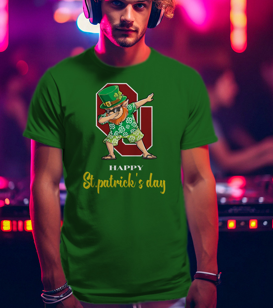 Happy St. Patrick's Day Oklahoma Sooners Dabbing Leprechaun T-Shirt