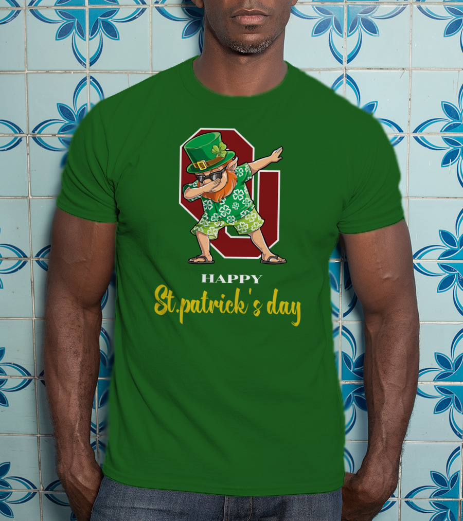 Happy St. Patrick's Day Oklahoma Sooners Dabbing Leprechaun T-Shirt
