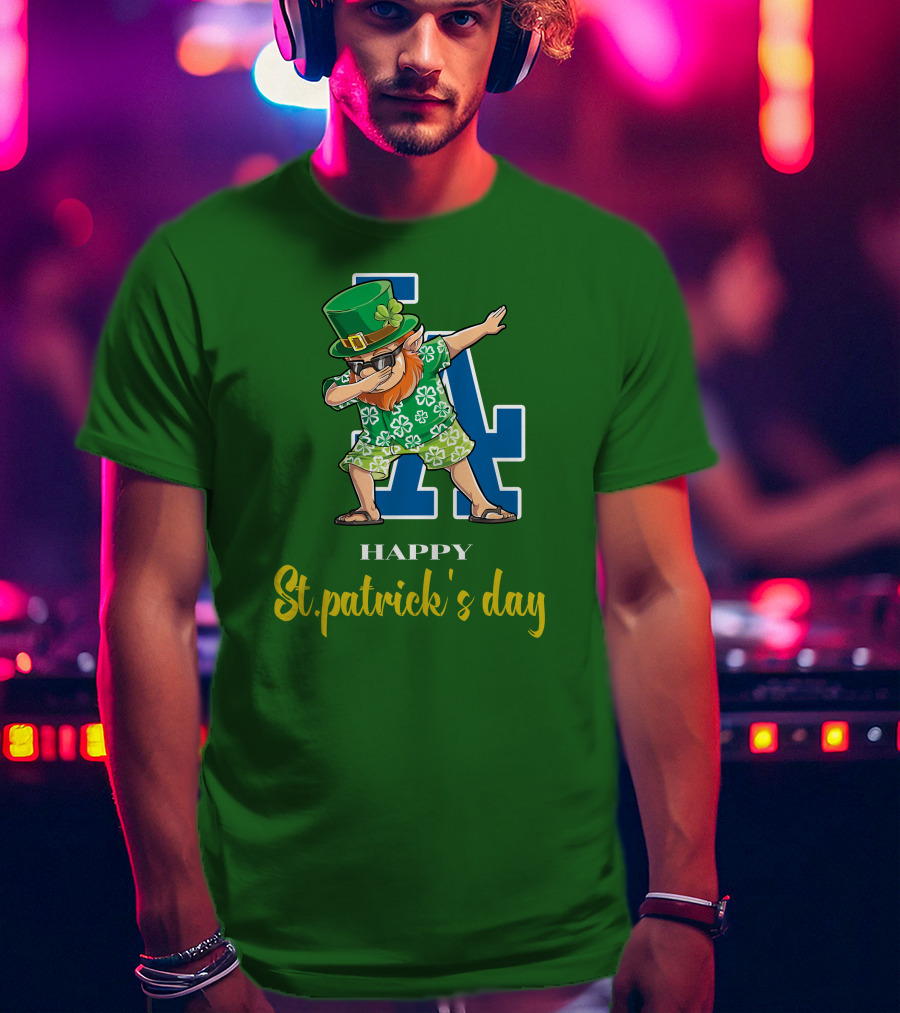 Happy St. Patrick's Day Los Angeles Dodgers Dabbing Leprechaun T-Shirt
