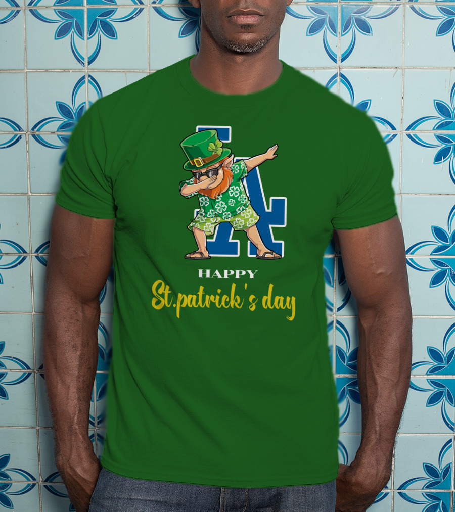 Happy St. Patrick's Day Los Angeles Dodgers Dabbing Leprechaun T-Shirt