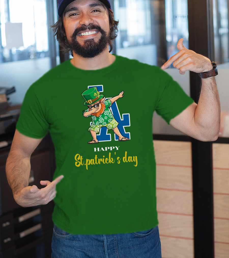 Happy St. Patrick's Day Los Angeles Dodgers Dabbing Leprechaun T-Shirt