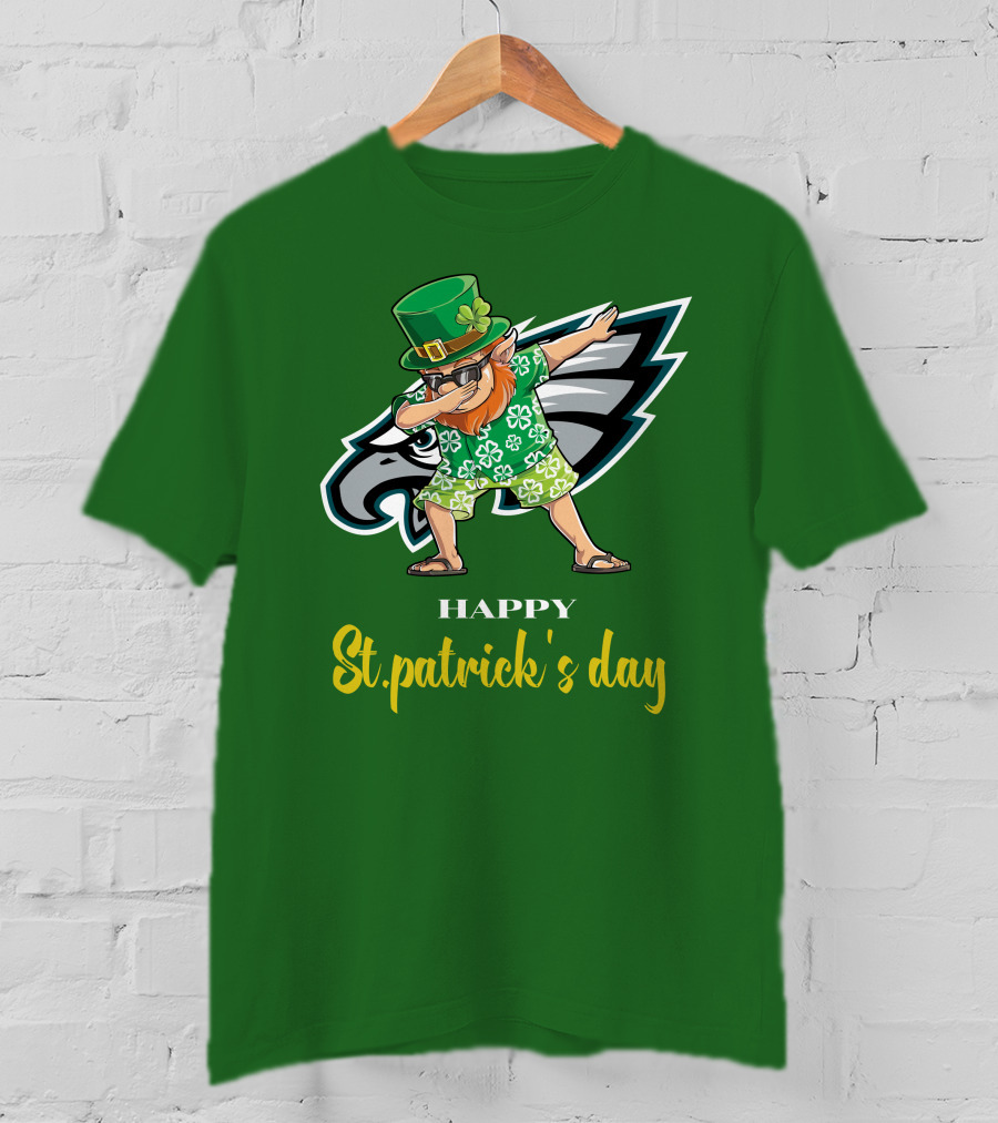 Happy St. Patrick's Day Philadelphia Eagles Dabbing Leprechaun T-Shirt