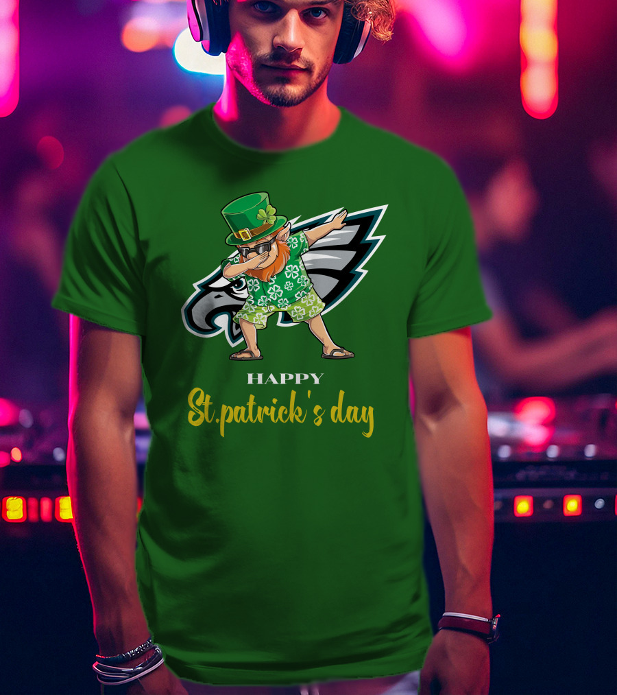Happy St. Patrick's Day Philadelphia Eagles Dabbing Leprechaun T-Shirt