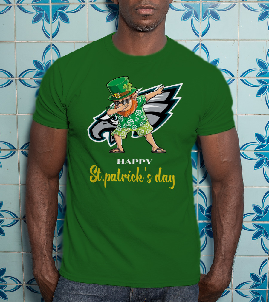 Happy St. Patrick's Day Philadelphia Eagles Dabbing Leprechaun T-Shirt