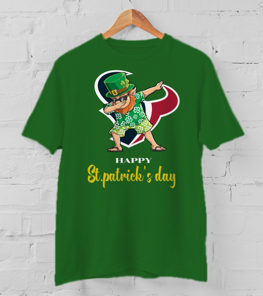 Houston Texans Happy St. Patrick's Day Dabbing Leprechaun T-Shirt