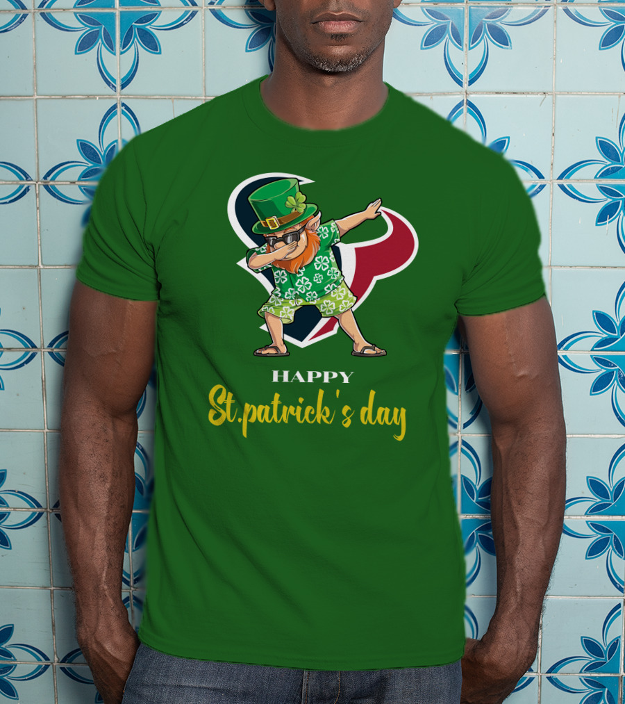 Houston Texans Happy St. Patrick's Day Dabbing Leprechaun T-Shirt