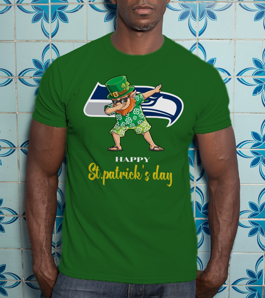 Seattle Seahawks Happy St. Patrick's Day Dabbing Leprechaun T-Shirt