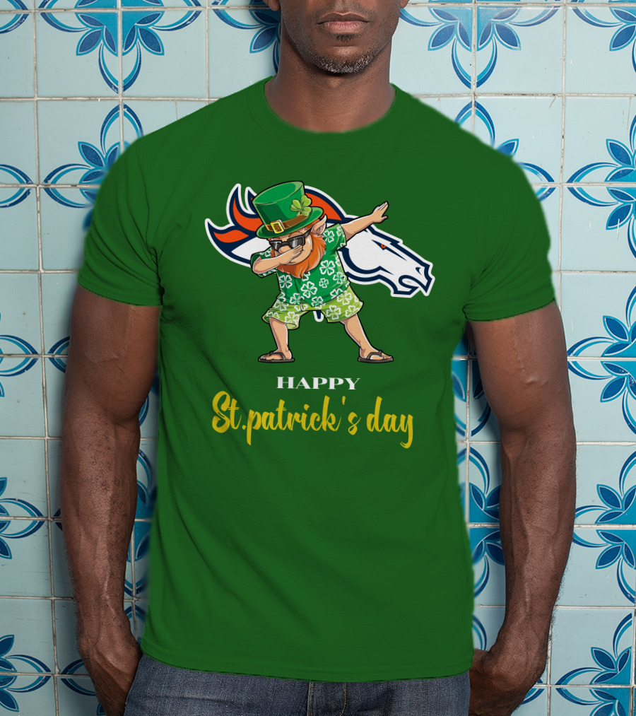 Happy St. Patrick's Day Denver Broncos Dabbing Leprechaun T-Shirt