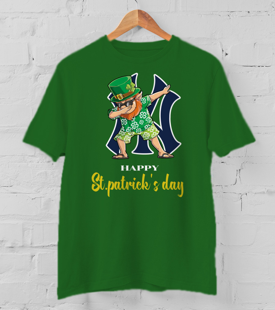 Happy St. Patrick's Day New York Yankees Dabbing Leprechaun T-Shirt