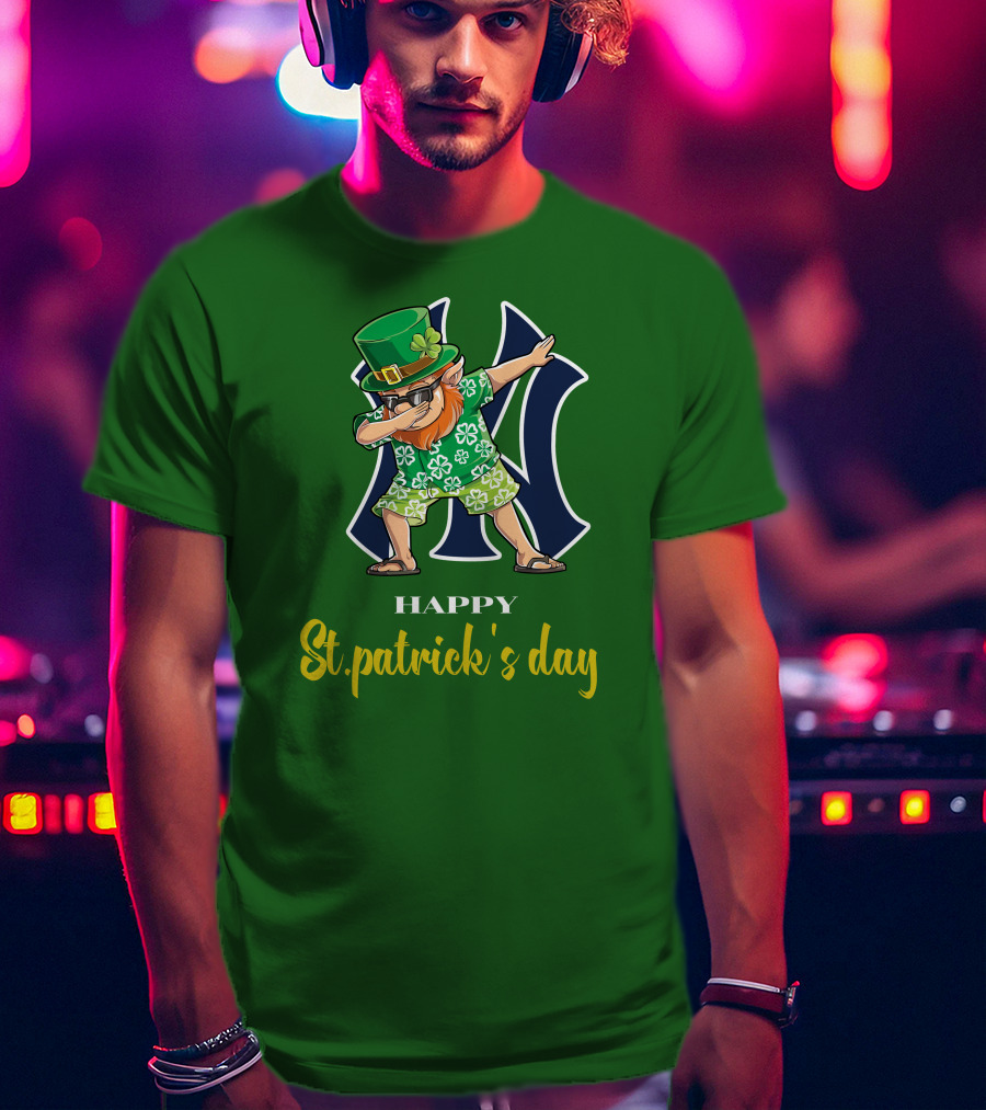 Happy St. Patrick's Day New York Yankees Dabbing Leprechaun T-Shirt