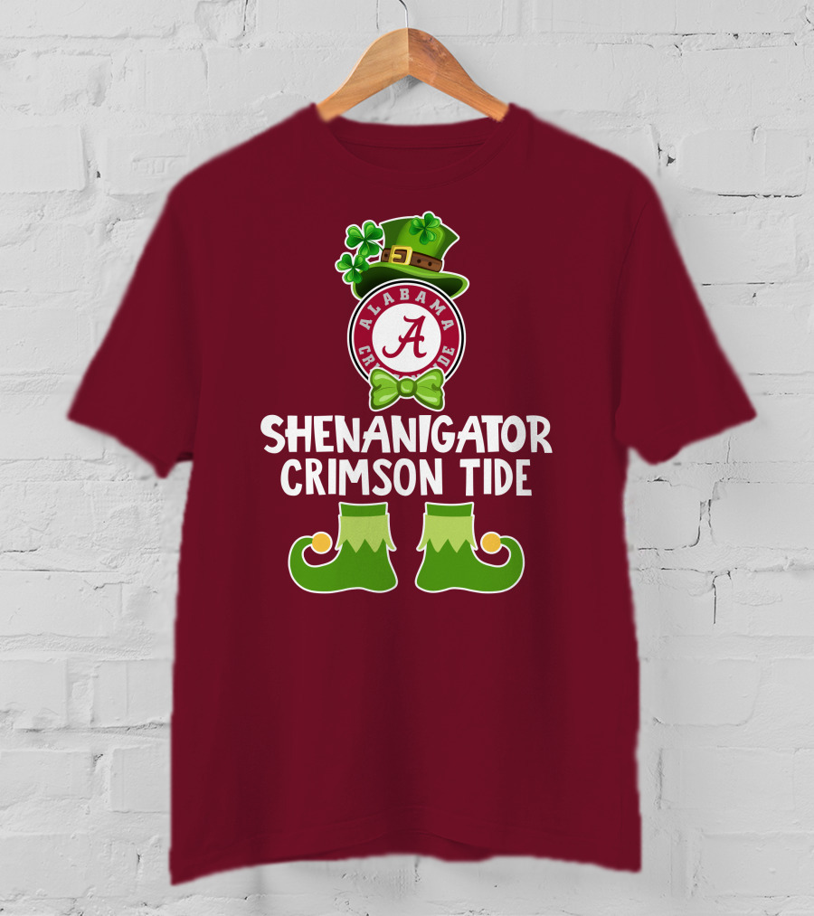 Shenanigator Alabama Crimson Tide St. Patrick's Day Funny Leprechaun T-Shirt