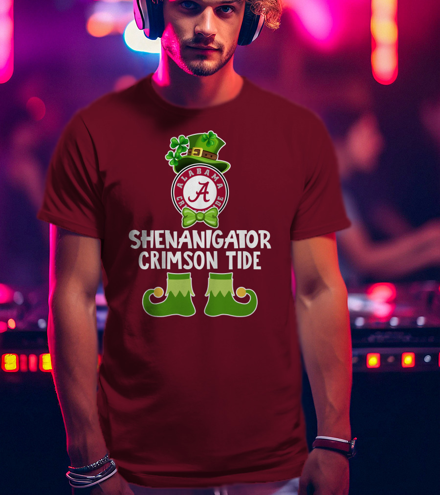 Shenanigator Alabama Crimson Tide St. Patrick's Day Funny Leprechaun T-Shirt
