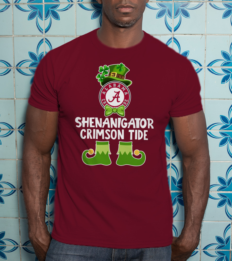 Shenanigator Alabama Crimson Tide St. Patrick's Day Funny Leprechaun T-Shirt