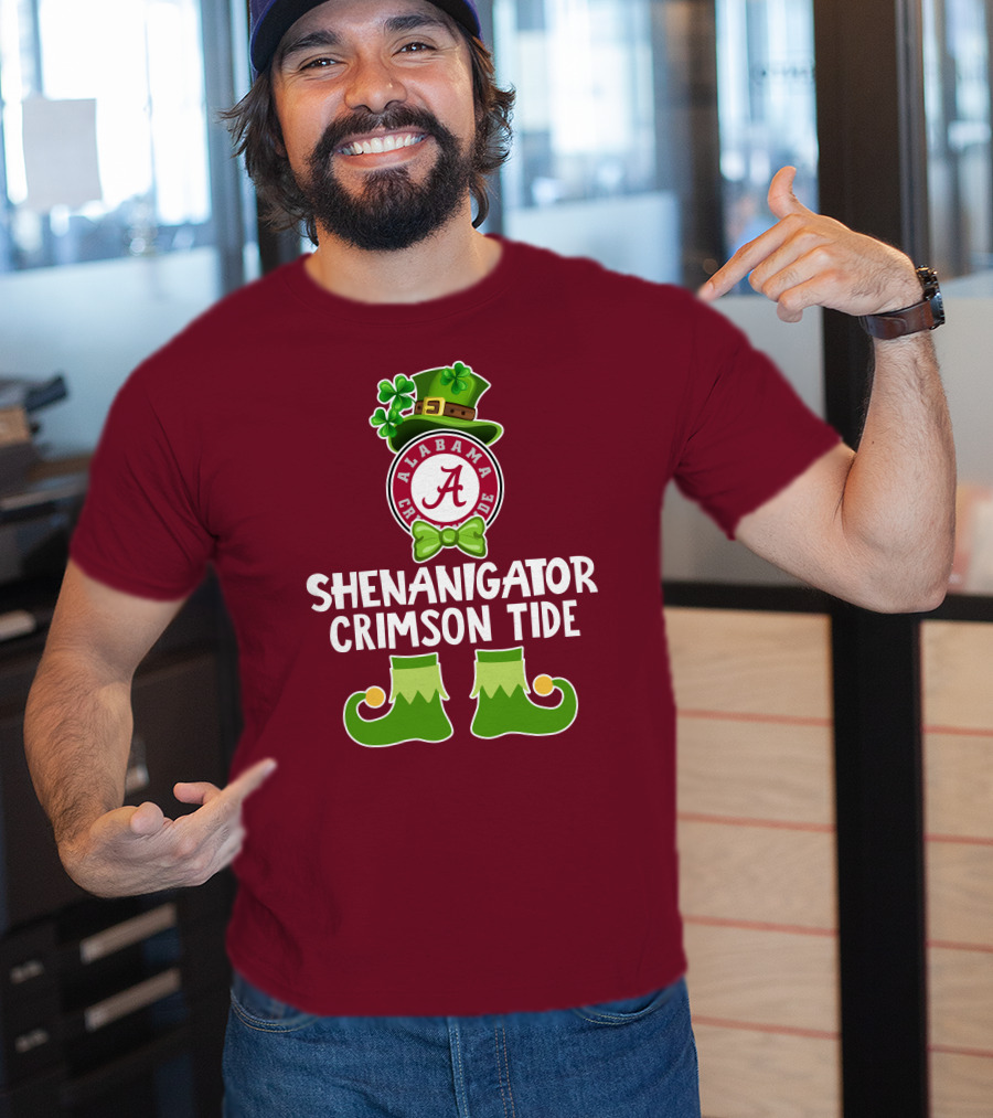 Shenanigator Alabama Crimson Tide St. Patrick's Day Funny Leprechaun T-Shirt