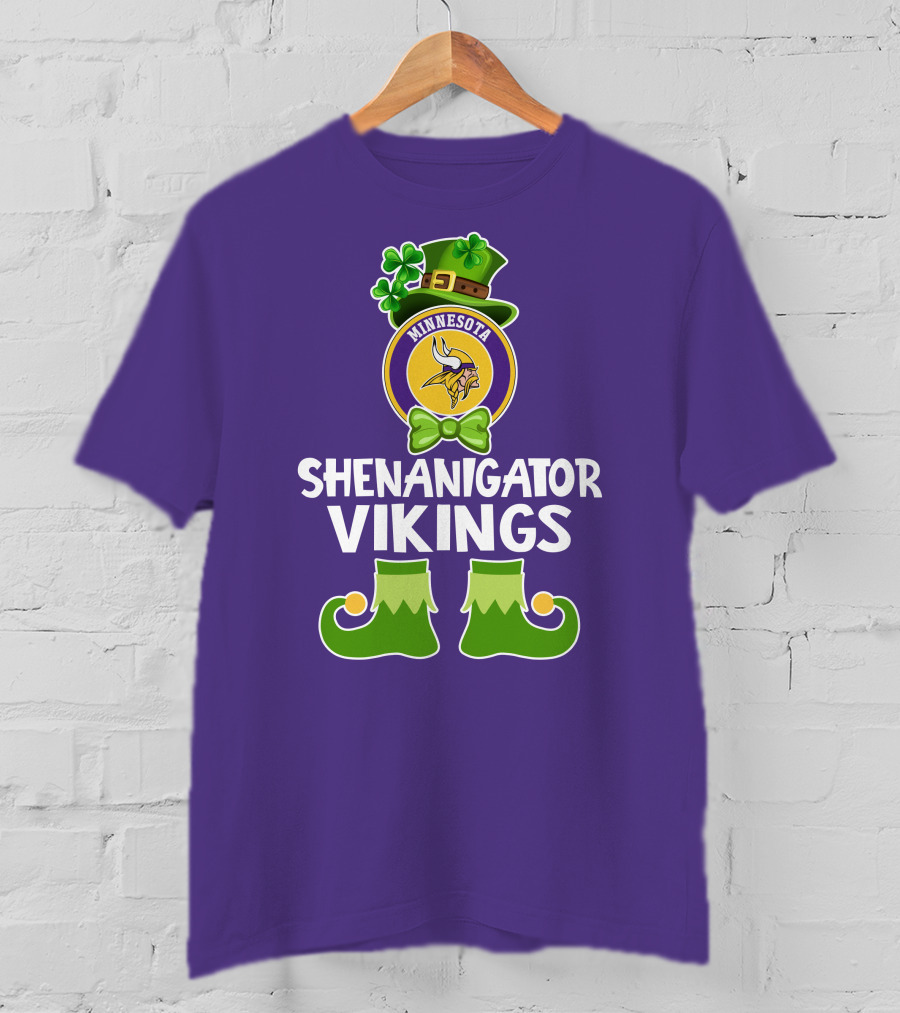 Shenanigator Minnesota Vikings St. Patrick's Day Funny Leprechaun T-Shirt
