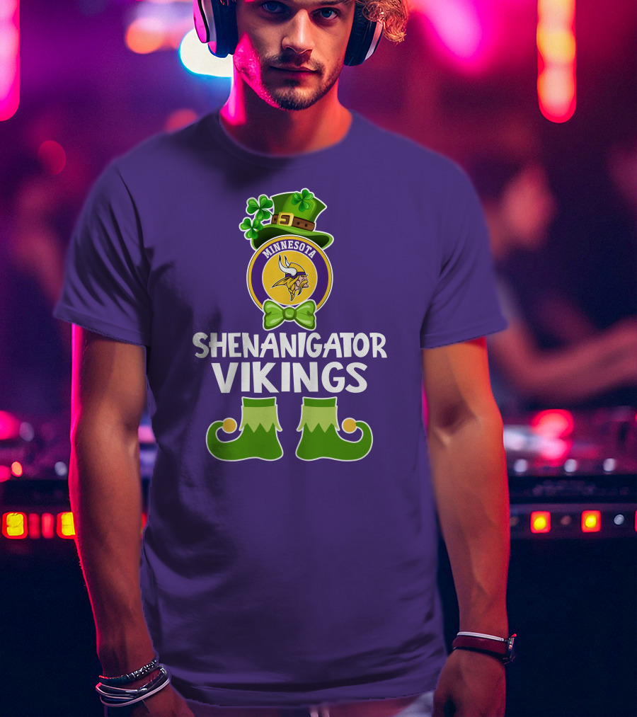 Shenanigator Minnesota Vikings St. Patrick's Day Funny Leprechaun T-Shirt