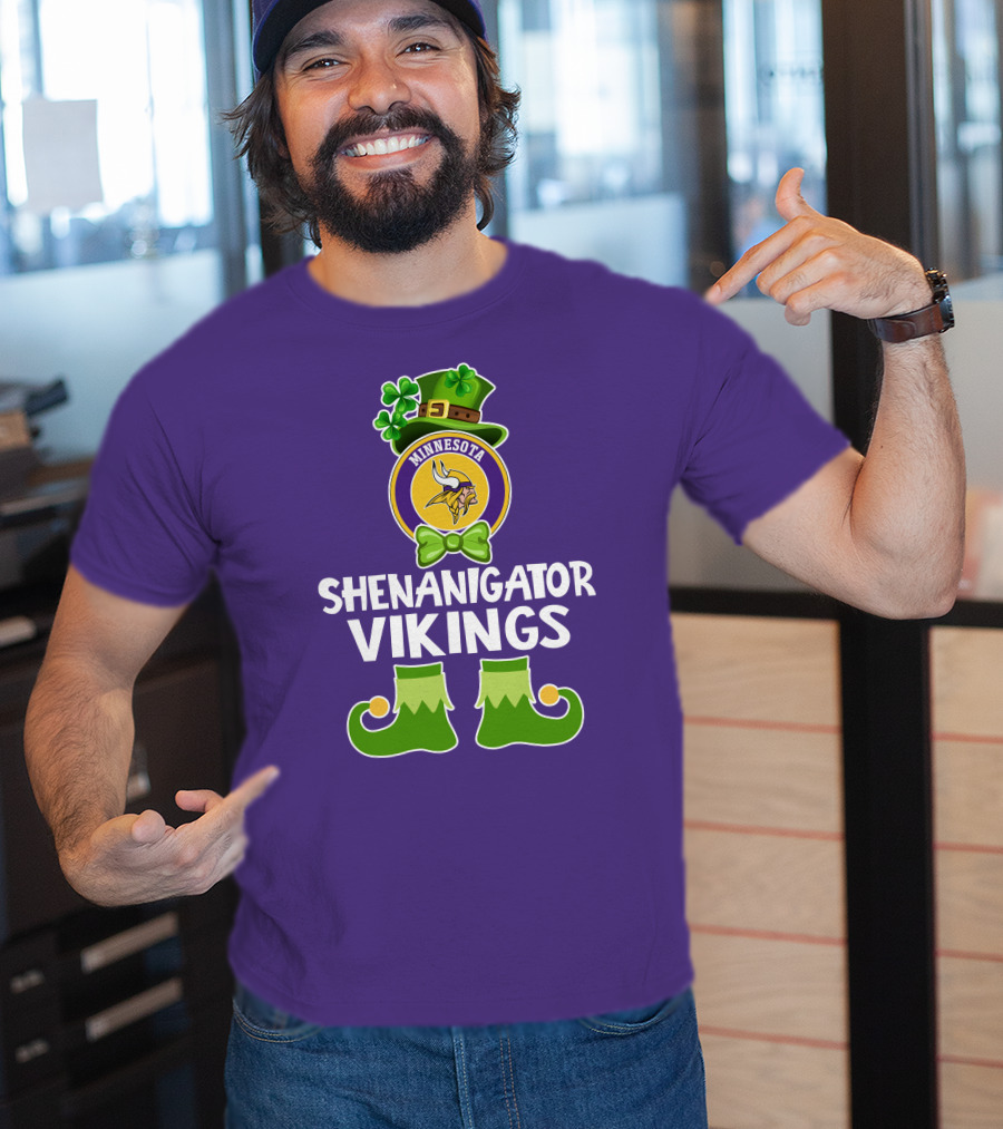 Shenanigator Minnesota Vikings St. Patrick's Day Funny Leprechaun T-Shirt