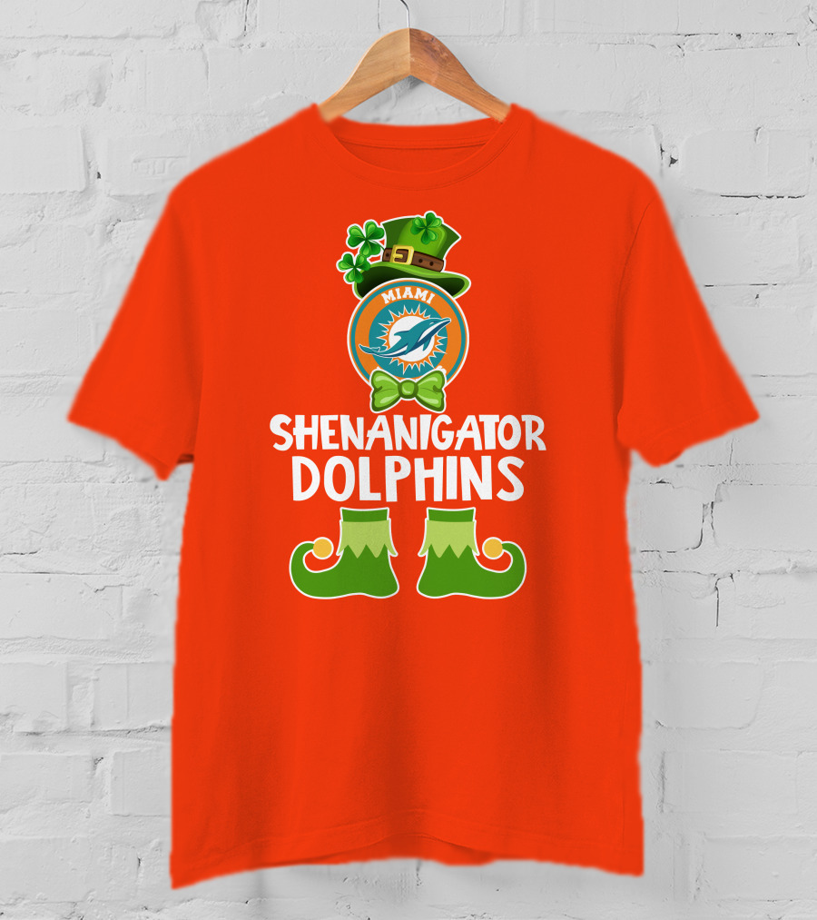 Shenanigator Miami Dolphins St. Patrick's Day Funny Leprechaun T-Shirt