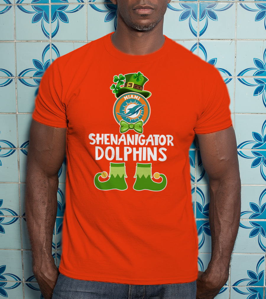 Shenanigator Miami Dolphins St. Patrick's Day Funny Leprechaun T-Shirt