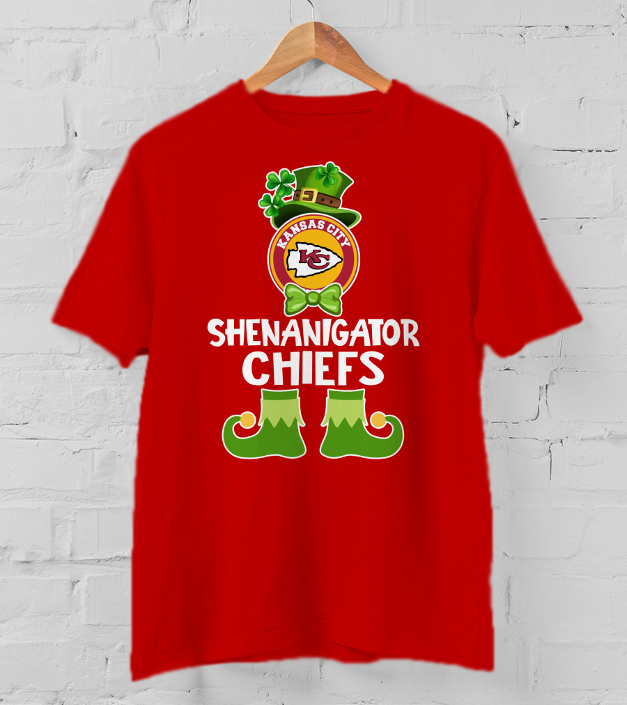 Kansas City Chiefs Shenanigator Leprechaun St. Patrick's Day Fun T-Shirt