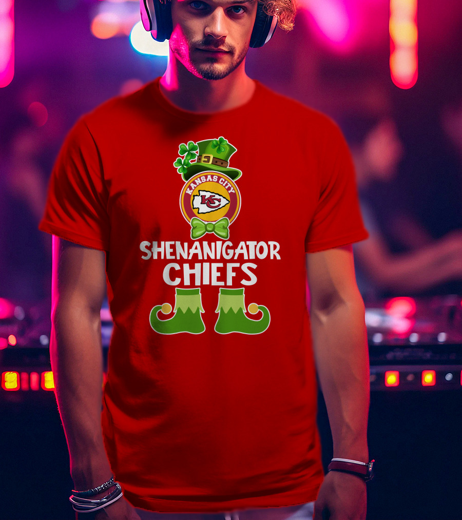 Kansas City Chiefs Shenanigator Leprechaun St. Patrick's Day Fun T-Shirt