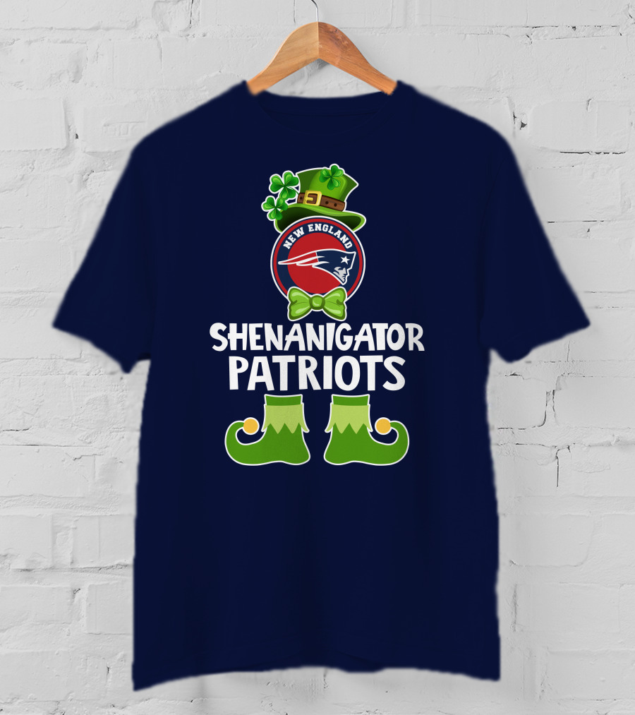 Funny Leprechaun St. Patrick's Day Shenanigator New England Patriots T-Shirt