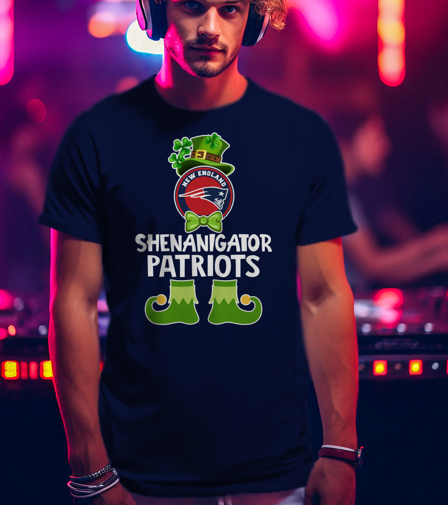 Funny Leprechaun St. Patrick's Day Shenanigator New England Patriots T-Shirt