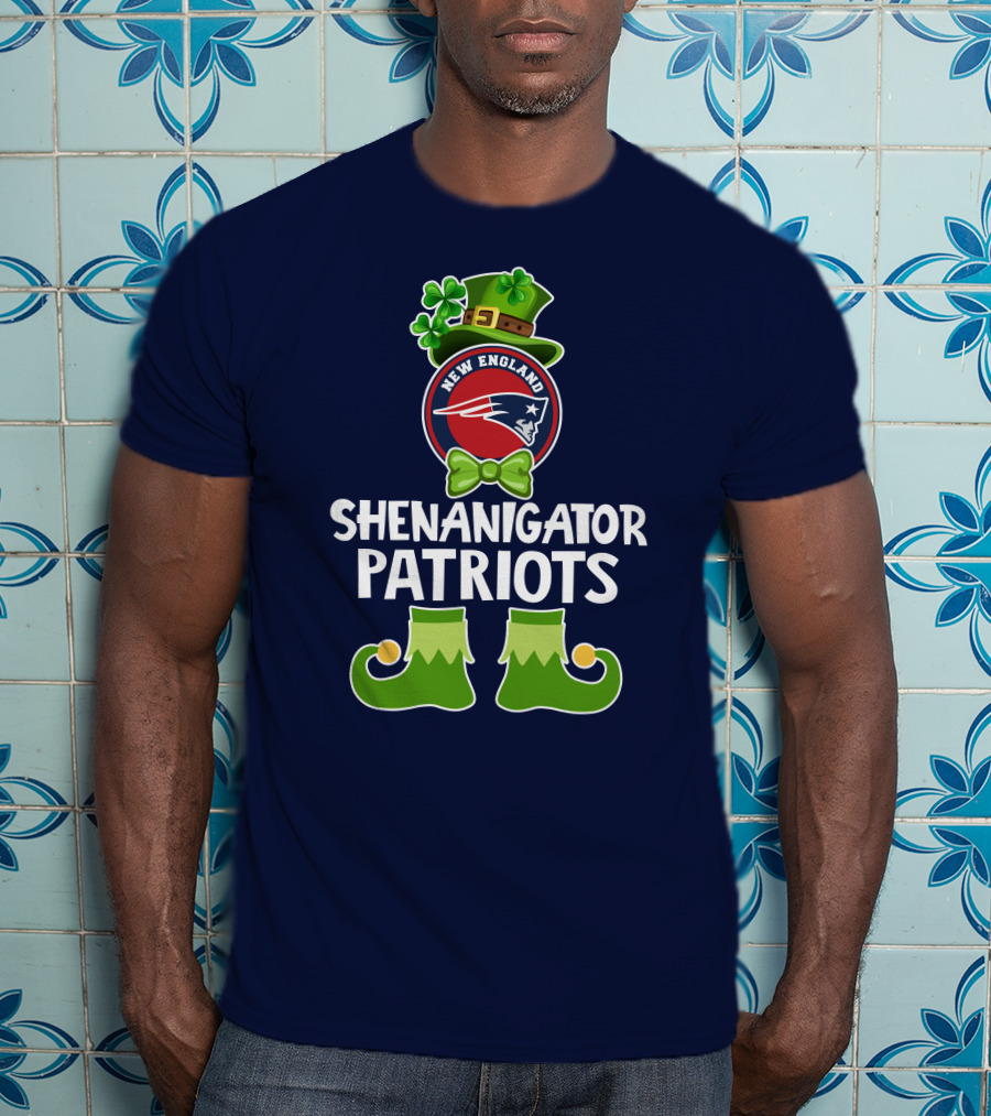 Funny Leprechaun St. Patrick's Day Shenanigator New England Patriots T-Shirt