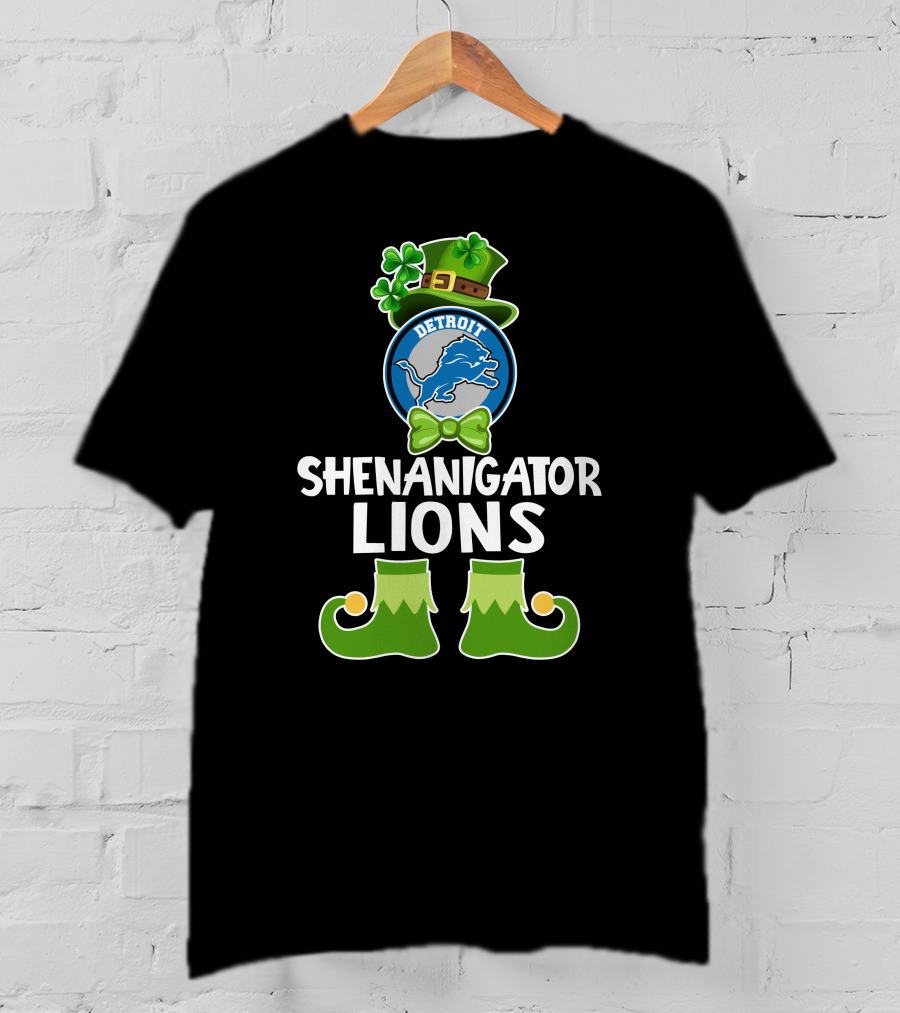 Detroit Shenanigator Leprechaun Lions St. Patrick's Day T-Shirt