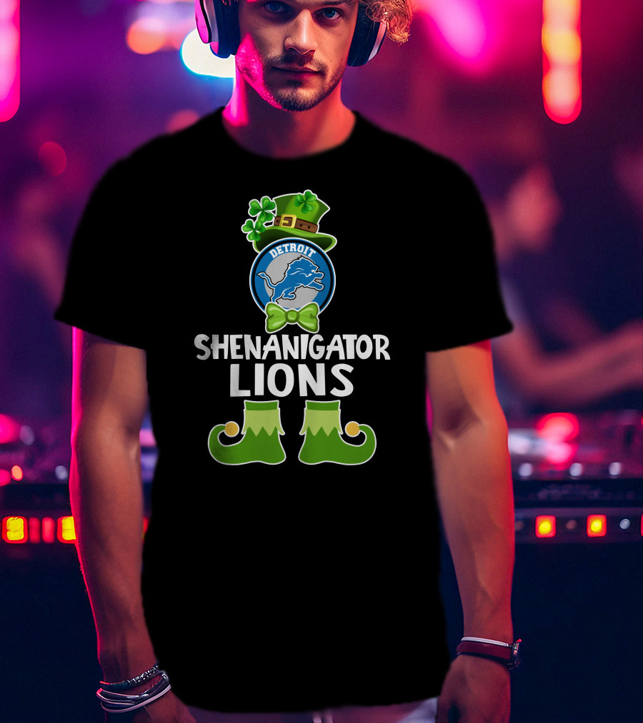 Detroit Shenanigator Leprechaun Lions St. Patrick's Day T-Shirt