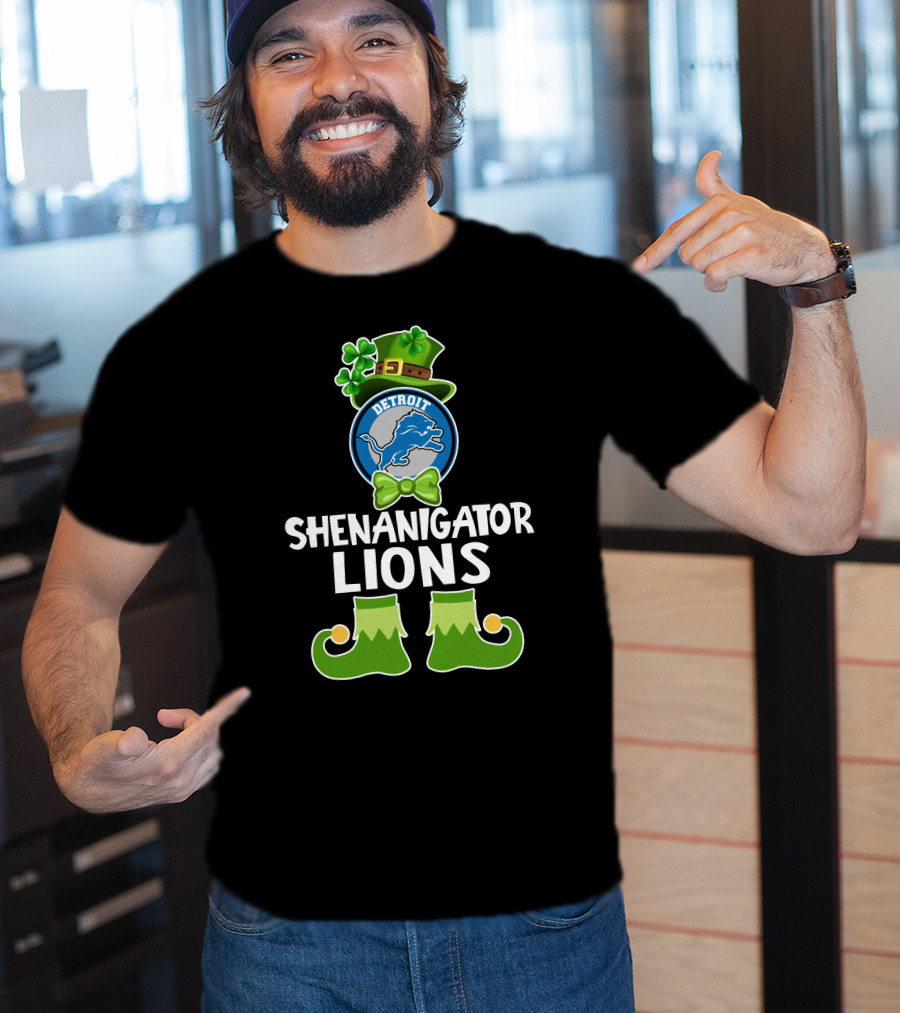 Detroit Shenanigator Leprechaun Lions St. Patrick's Day T-Shirt