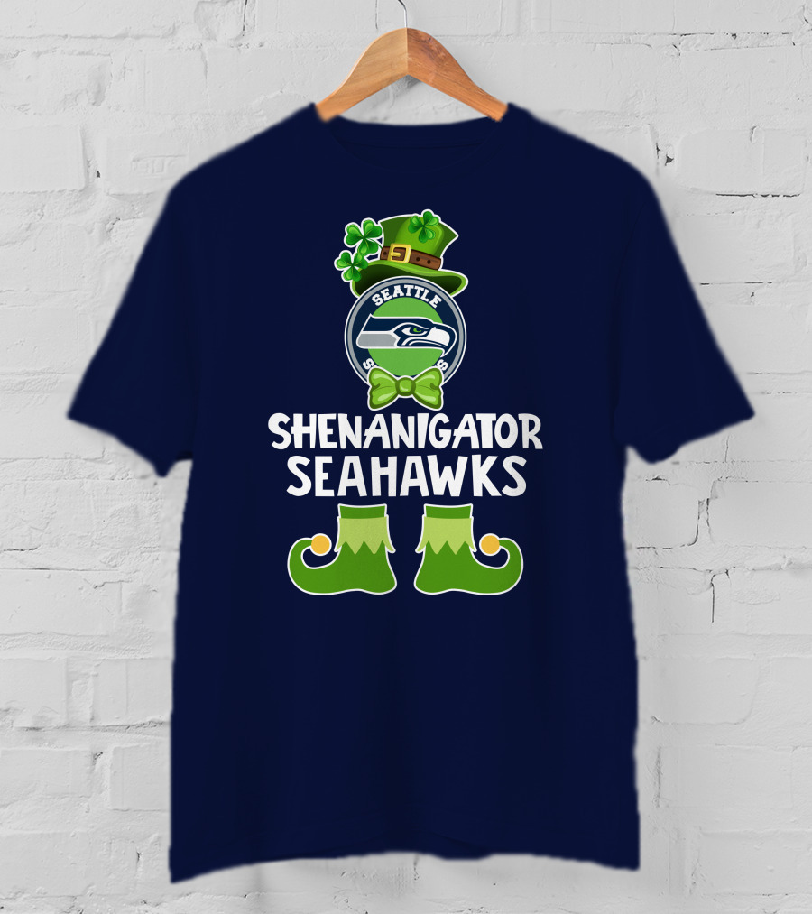 Shenanigator Leprechaun St. Patrick's Day Seattle Seahawks T-Shirt