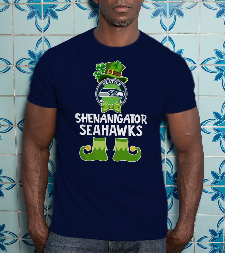 Shenanigator Leprechaun St. Patrick's Day Seattle Seahawks T-Shirt