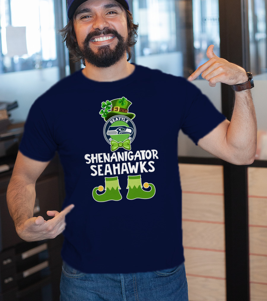 Shenanigator Leprechaun St. Patrick's Day Seattle Seahawks T-Shirt
