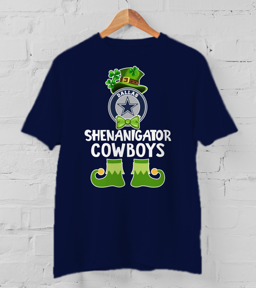 Shenanigator Dallas Cowboys Leprechaun St. Patrick's Day Fun T-Shirt