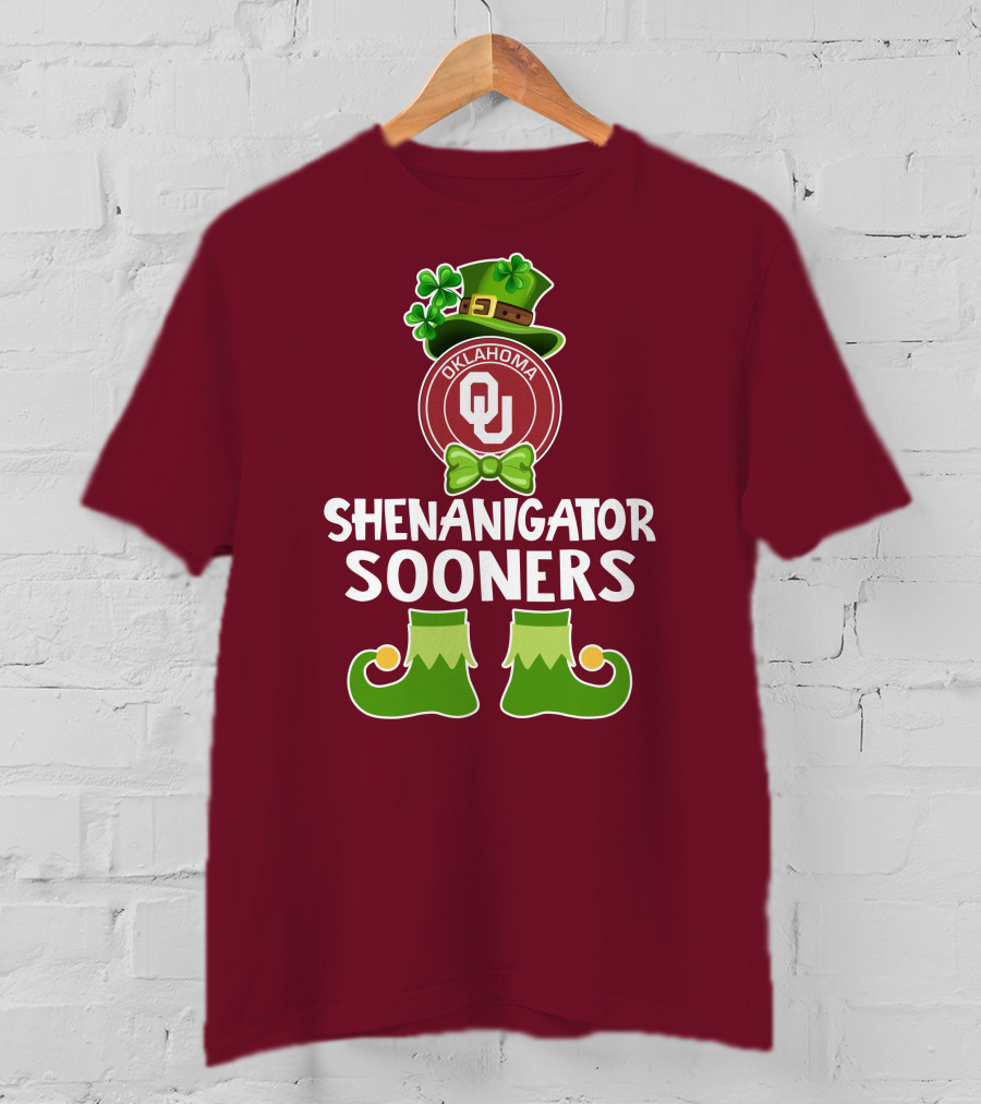 Shenanigator Oklahoma Sooners Funny Leprechaun St. Patrick's Day T-Shirt