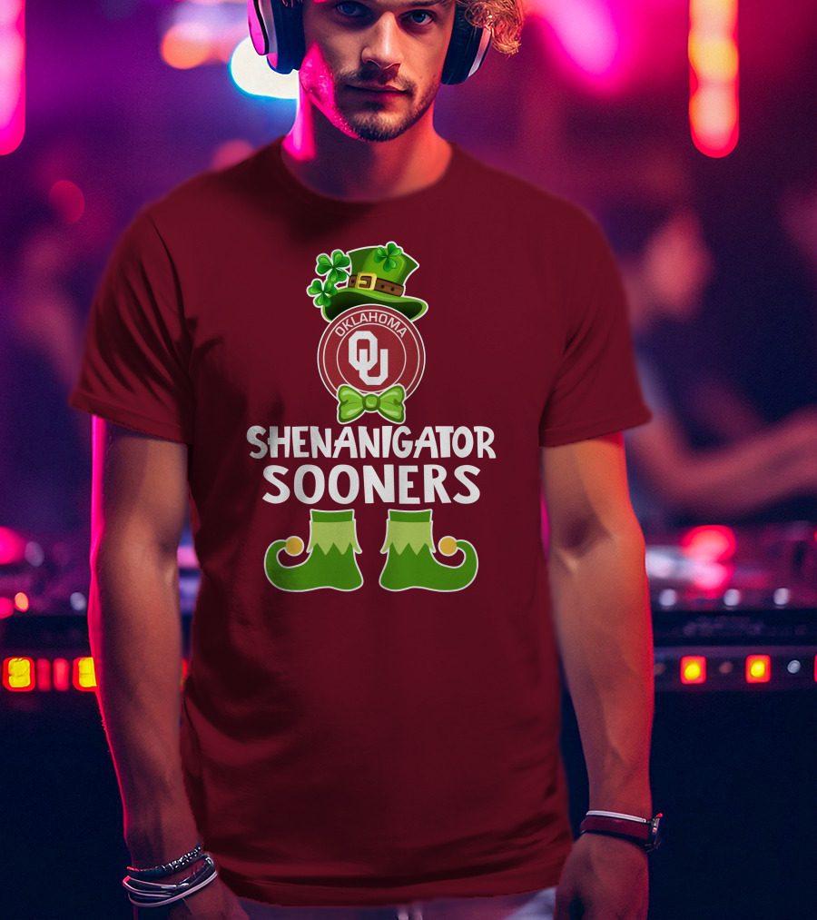 Shenanigator Oklahoma Sooners Funny Leprechaun St. Patrick's Day T-Shirt