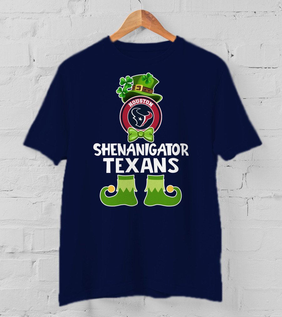 Shenanigator Houston Texans Leprechaun St. Patrick's Day T-Shirt
