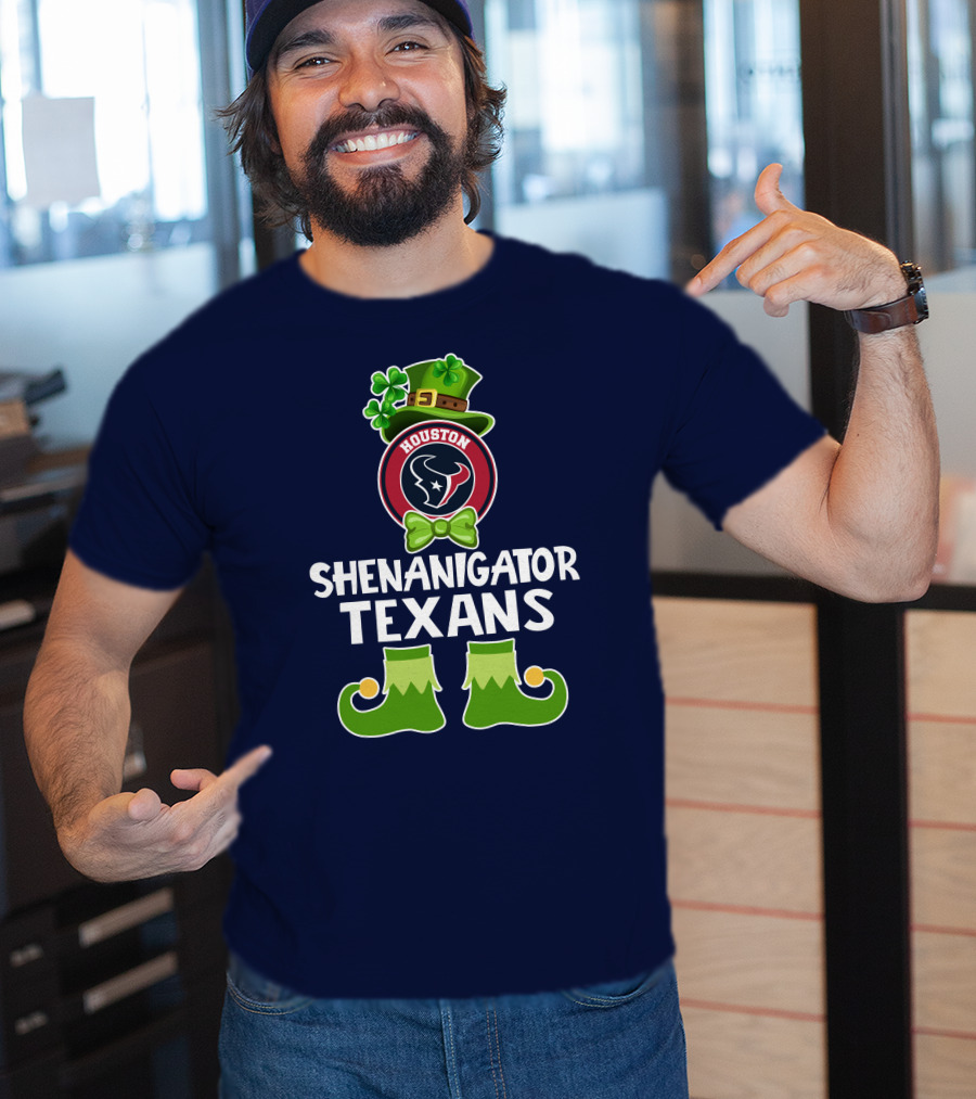 Shenanigator Houston Texans Leprechaun St. Patrick's Day T-Shirt