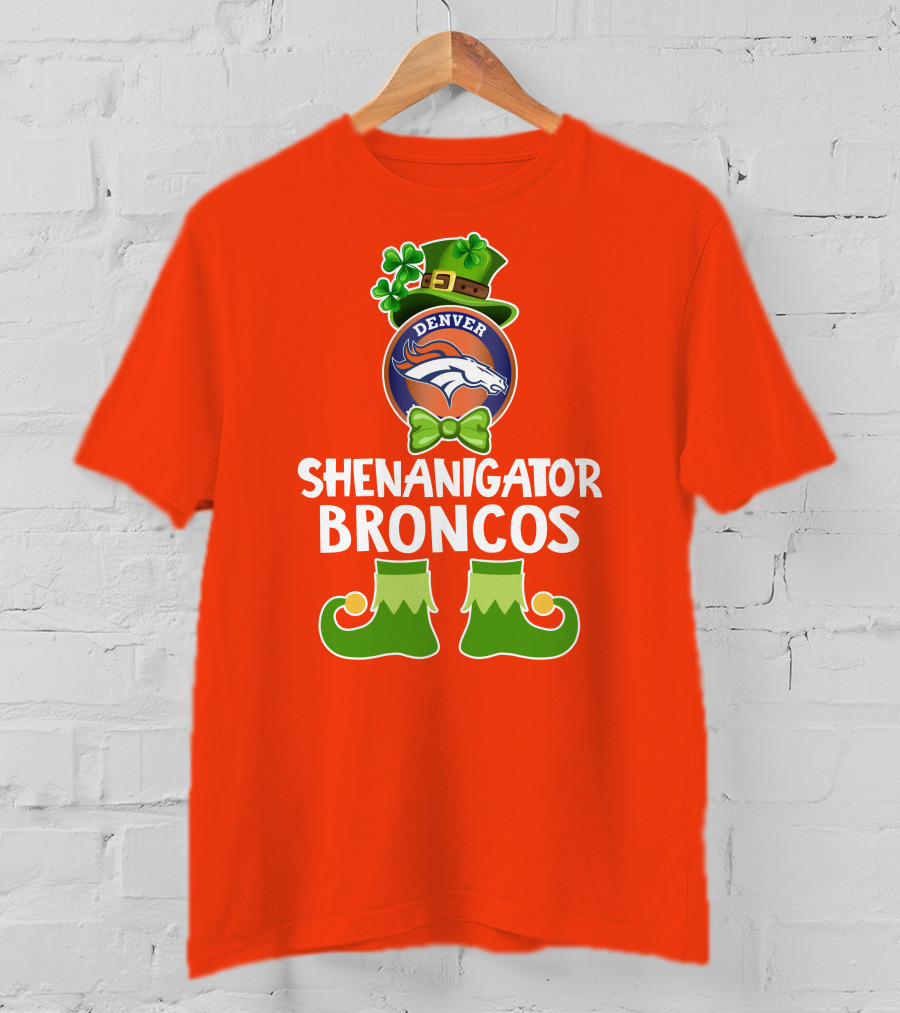 Shenanigator Denver Broncos Funny Leprechaun St. Patrick's Day T-Shirt