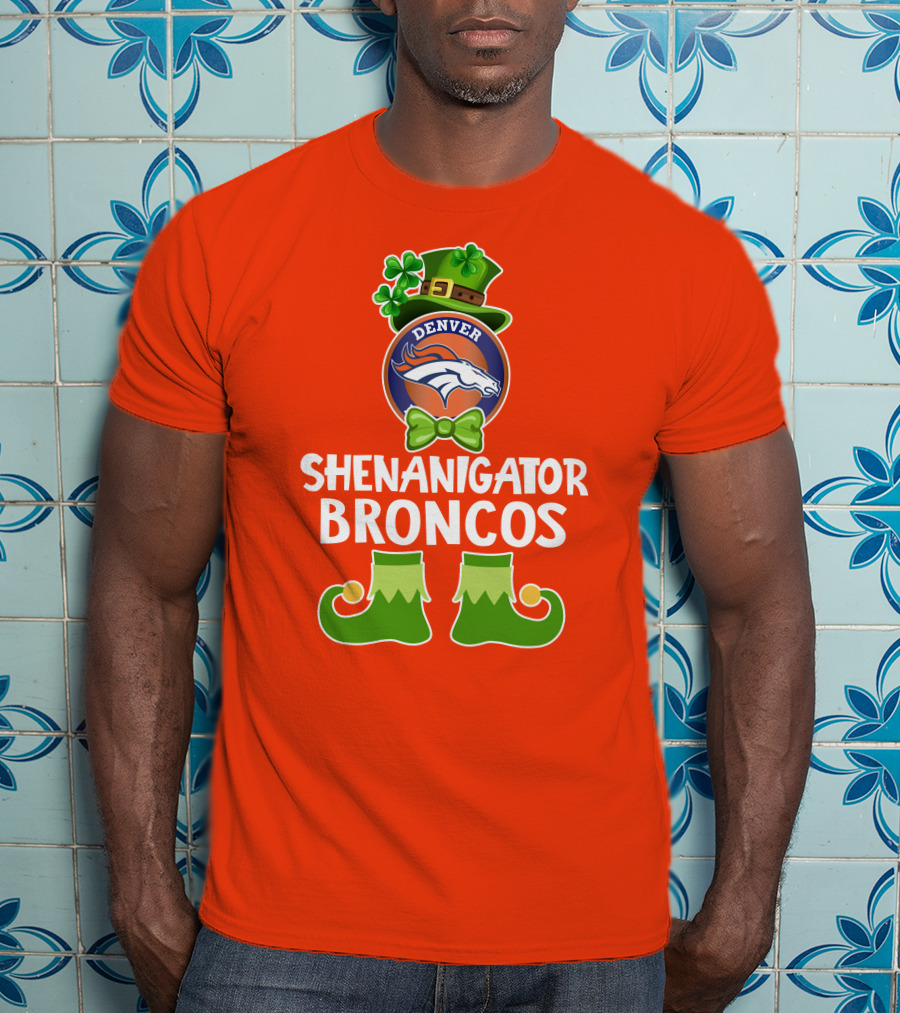 Shenanigator Denver Broncos Funny Leprechaun St. Patrick's Day T-Shirt