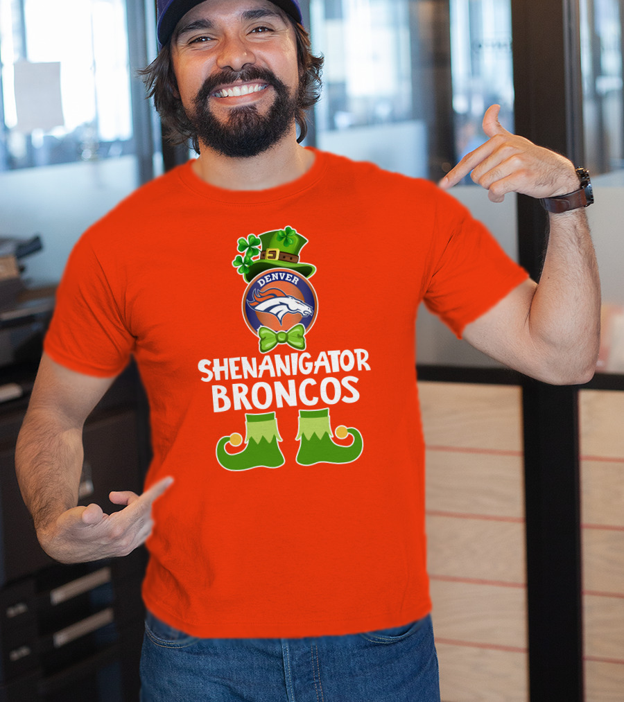 Shenanigator Denver Broncos Funny Leprechaun St. Patrick's Day T-Shirt