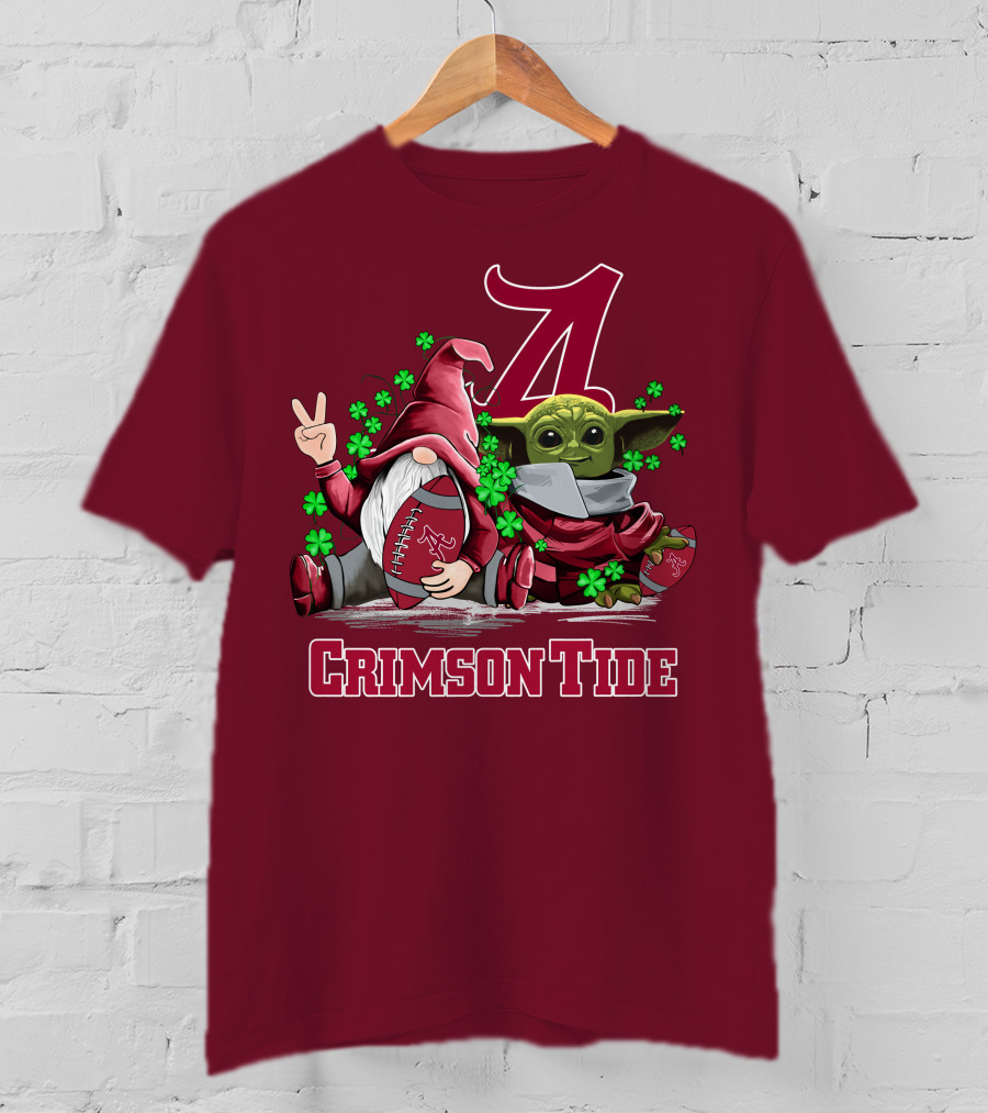 Leprechauns Gnomes Baby Yoda Alabama Crimson Tide Football T-Shirt