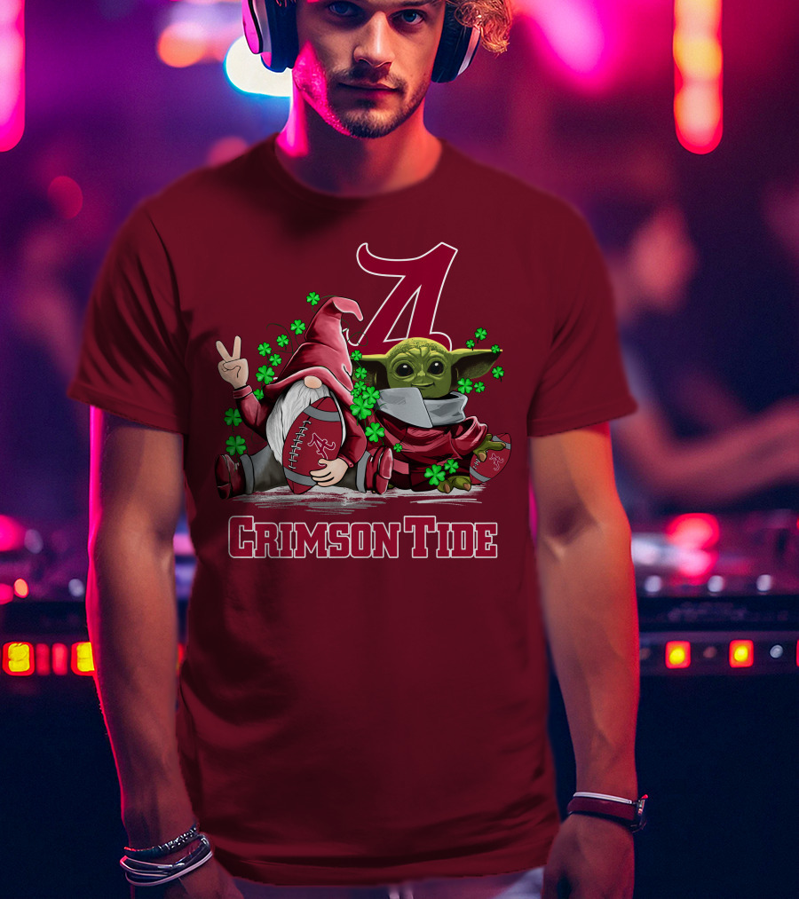 Leprechauns Gnomes Baby Yoda Alabama Crimson Tide Football T-Shirt