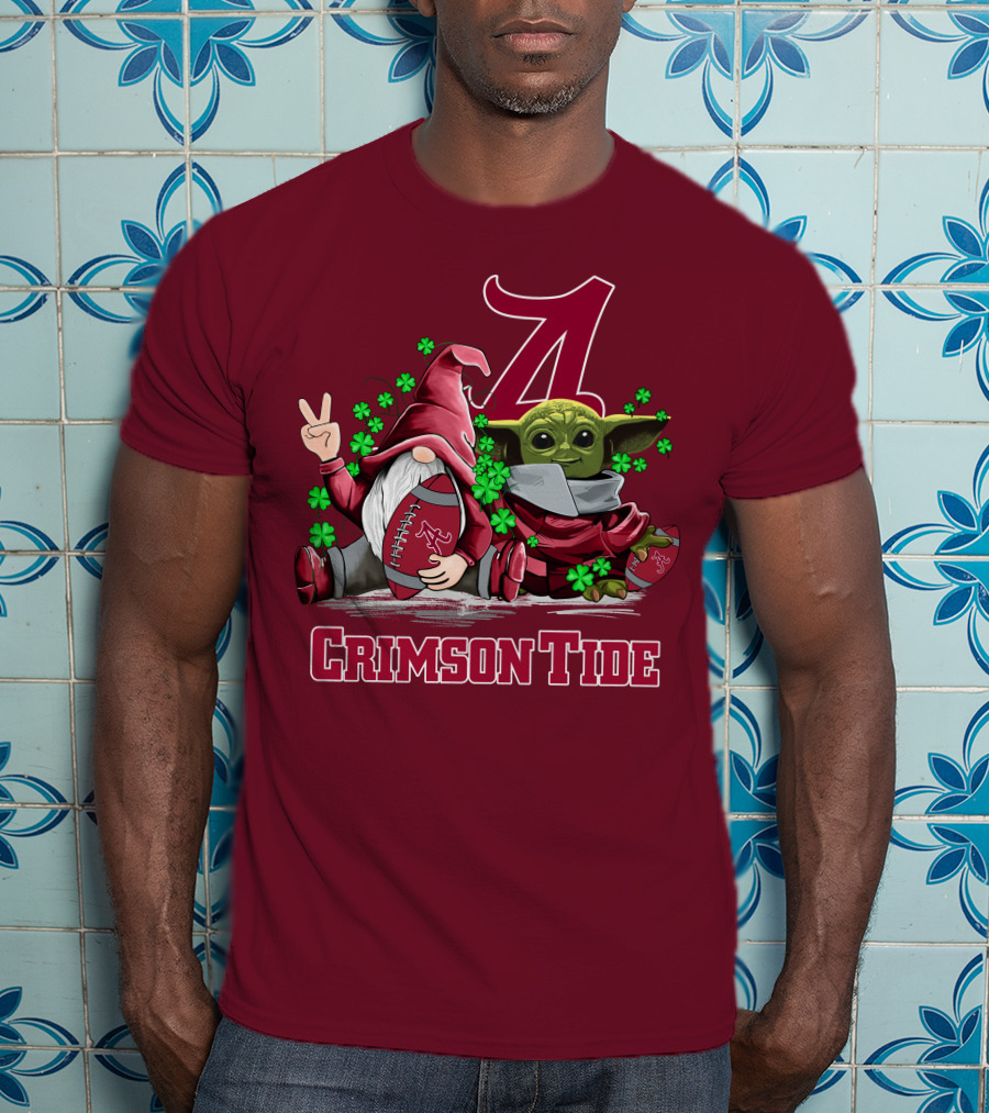 Leprechauns Gnomes Baby Yoda Alabama Crimson Tide Football T-Shirt