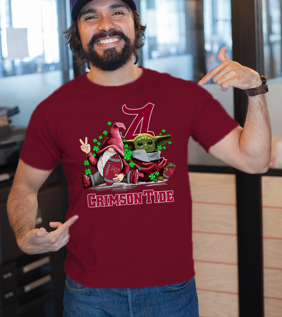 Leprechauns Gnomes Baby Yoda Alabama Crimson Tide Football T-Shirt