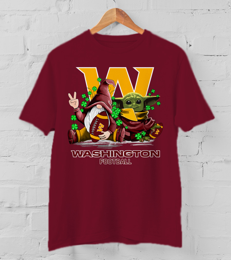 Leprechauns Gnomes Baby Yoda Hug Washington Football Team W Football T-Shirt