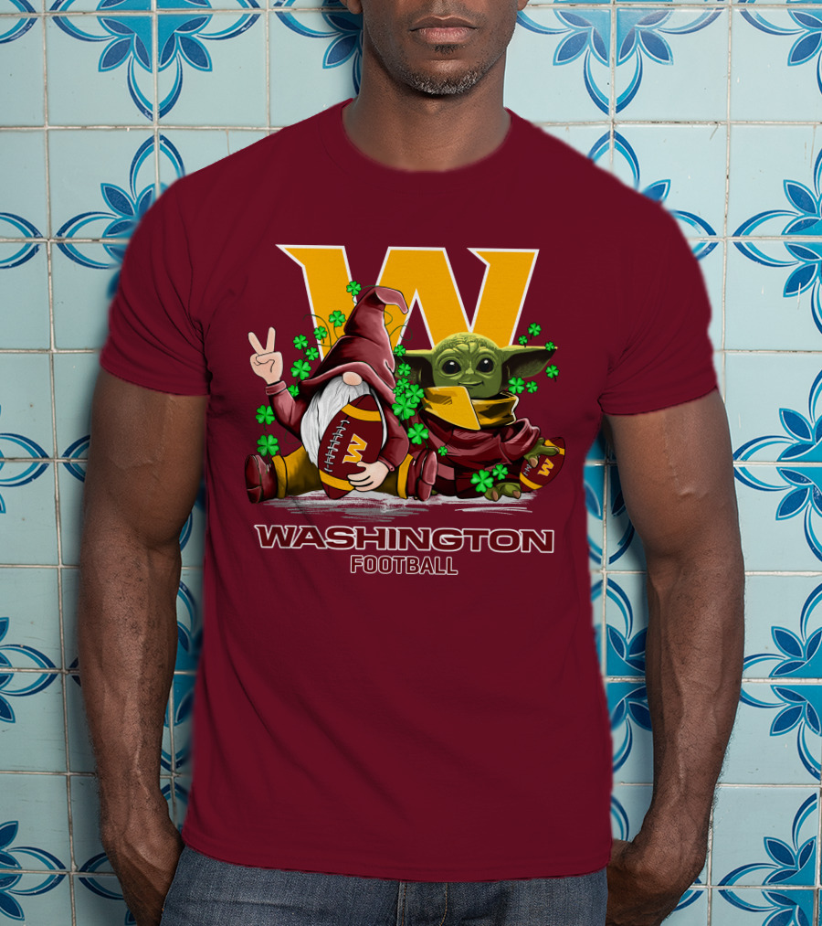 Leprechauns Gnomes Baby Yoda Hug Washington Football Team W Football T-Shirt