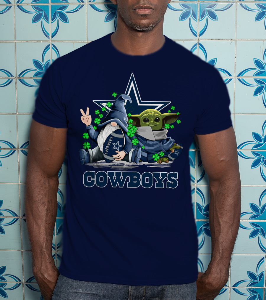 Cowboys Gnome Baby Yoda Shamrocks Dallas Football T-Shirt